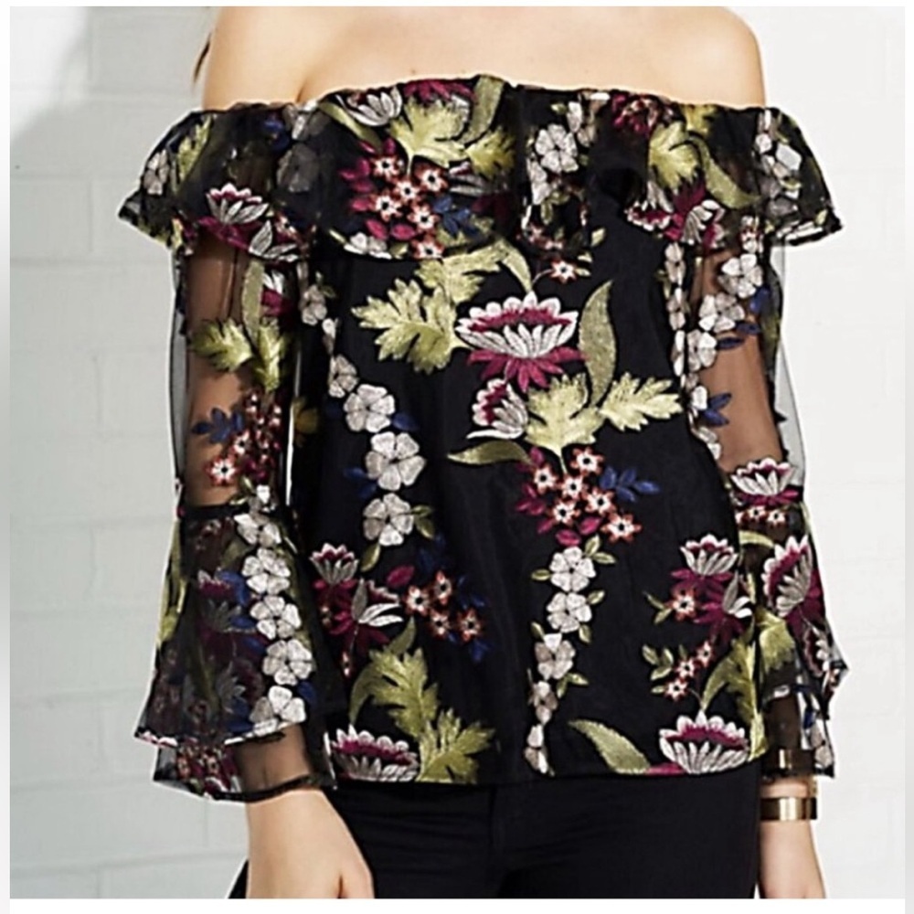 Amanda Uprichard Floral Embroidered Off-Shoulder Blouse